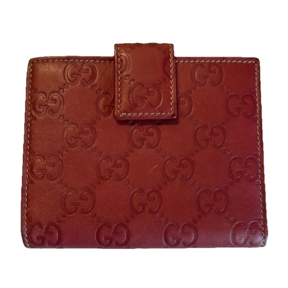 Authentic Vintage Gucci Guccissima Red Leather Wallet with box Made in Italy - Picture 2 of 12